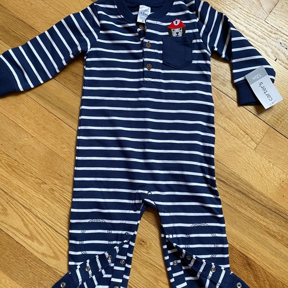 NWT: Carter’s One Piece Romper in Navy Stripe - Picture 3 of 6